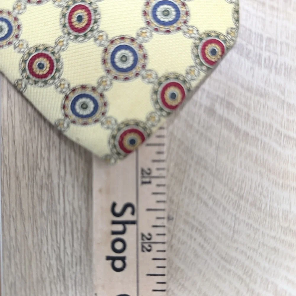 Tommy‎ Hilfiger Geometric Medallion Print Tie Yellow Blue Red Designer Vintage
